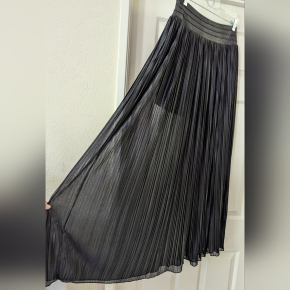 Double Zero Dresses & Skirts - Black Sparkly Long Double Zero Pleated Skirt Size Medium With Short Lined Skirt